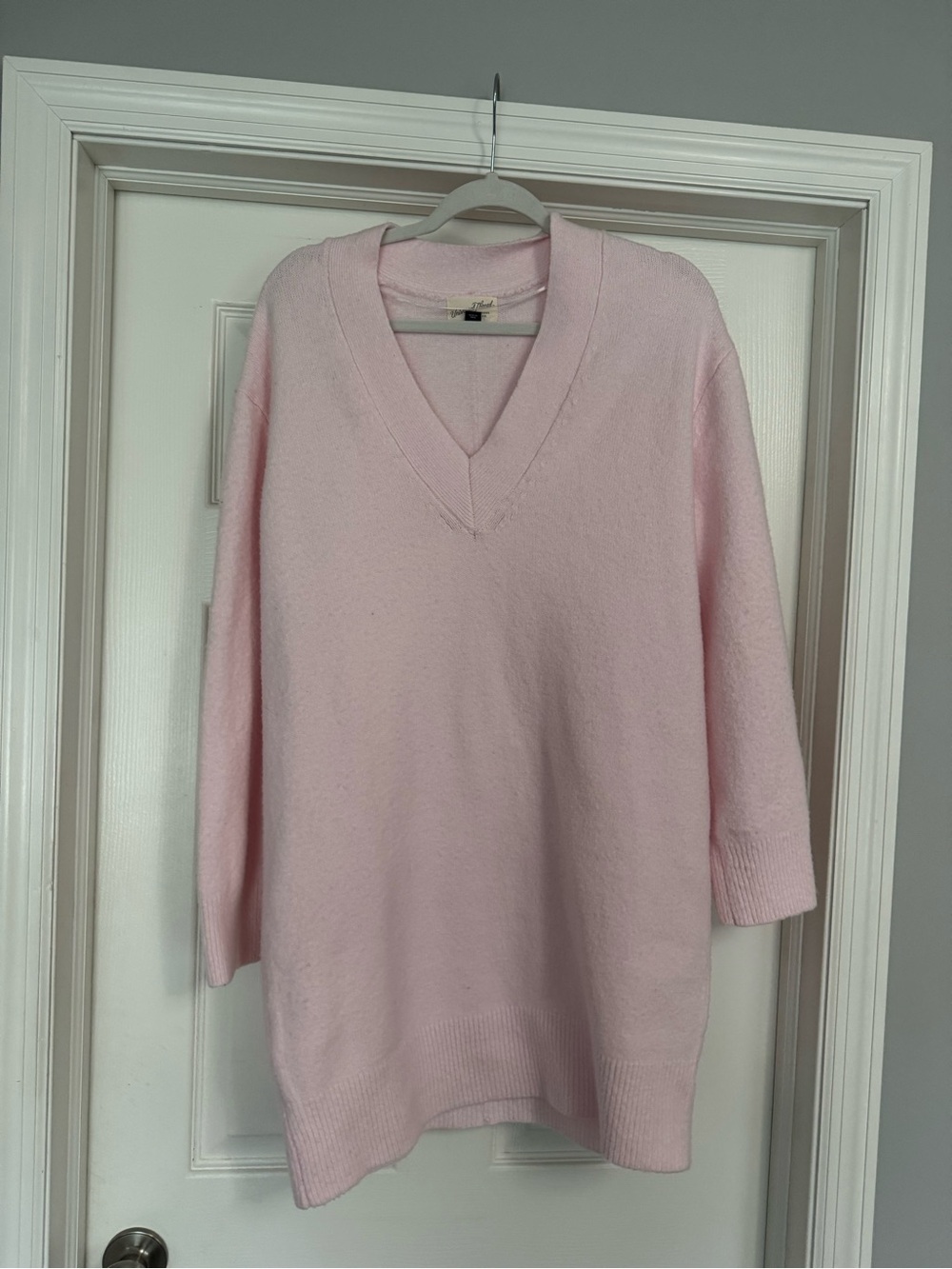 Women's V-Neck Sweater Dress in Light Pink